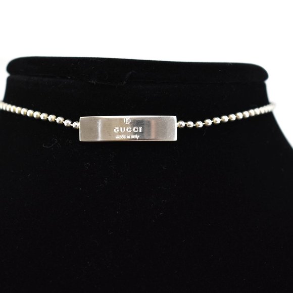GUCCI: Sterling Silver, Logo Beaded Choker (op) - Picture 1 of 6